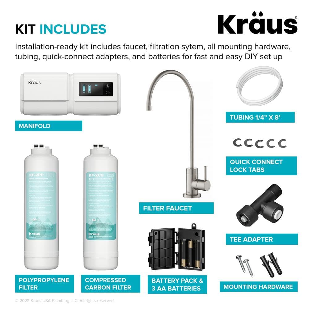 Stainless Steel Under-Sink Filtration System with Single Handle Faucet