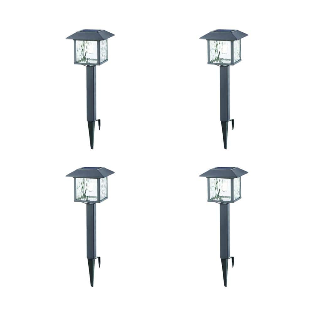 Hampton Bay 15 Lumens Gray Solar LED Path Light Set with Vintage Bulb