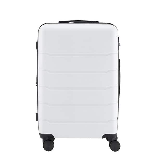 Tatahance 26 in. White Plastic Spinner Suitcase with TSA Lock and Retractable Handle