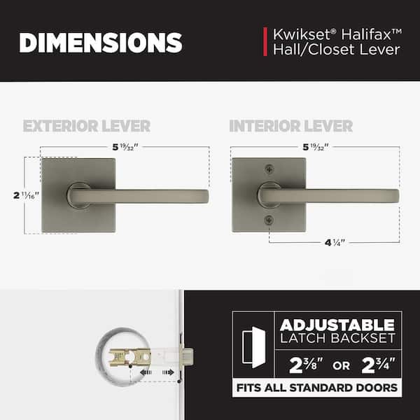 Kwikset Halifax Gunmetal Square Rose Hall/Closet Door Handle