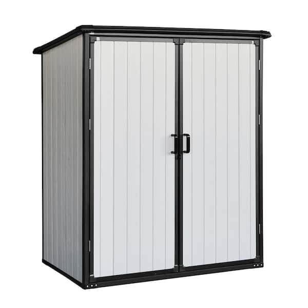 Storhaus 5 ft. W x 3 ft. D Outdoor Storage Shed Waterproof Resin Cabinet with Lockable Doors-White (15 sq. ft. )