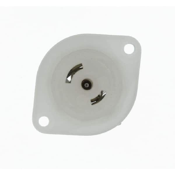 Leviton 15 Amp 125/250-Volt Non-Grounding Flanged Outlet Locking Receptacle Industrial Grade MiniLock, White
