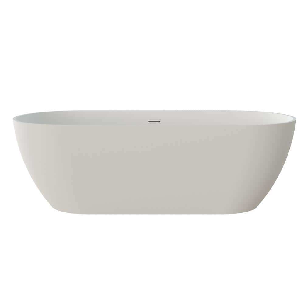 69 in. x 29.5 in. Solid Surface Freestanding Soaking Bathtub with Center Drain in Matte White price history on PriceWatchPro