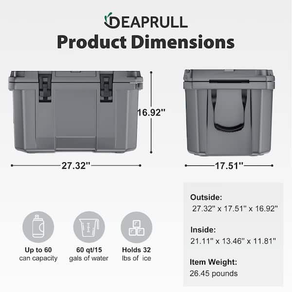 futhork Gray 60 qt. Portable Chest Cooler with Cup Holders, Nylon