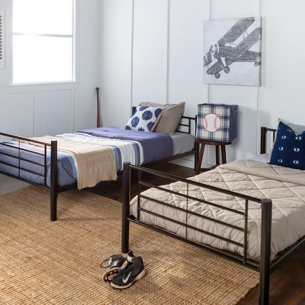 Modern Premium Metal Twin over Twin Bunk Bed - Black