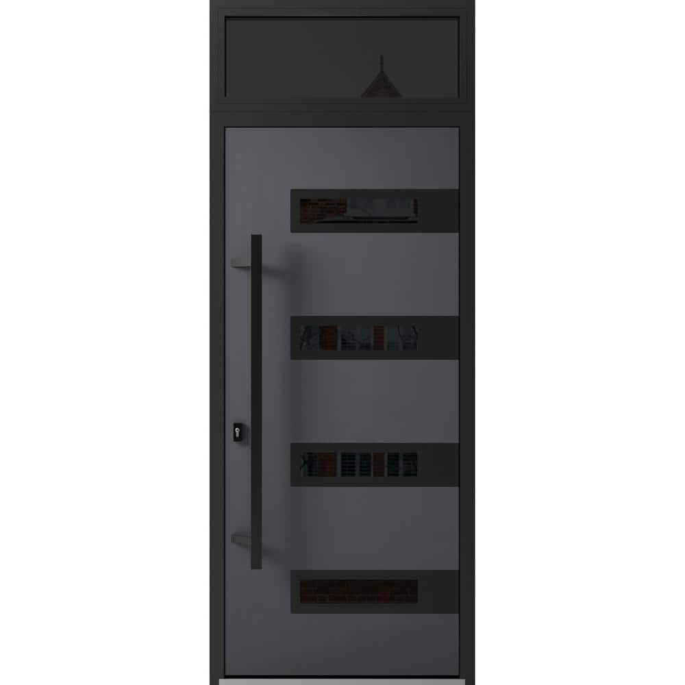 0131 36 in. x 96 in. Right-hand/Inswing Transom Tinted Glass Grey Steel Prehung Front Door with Hardware price history on PriceWatchPro