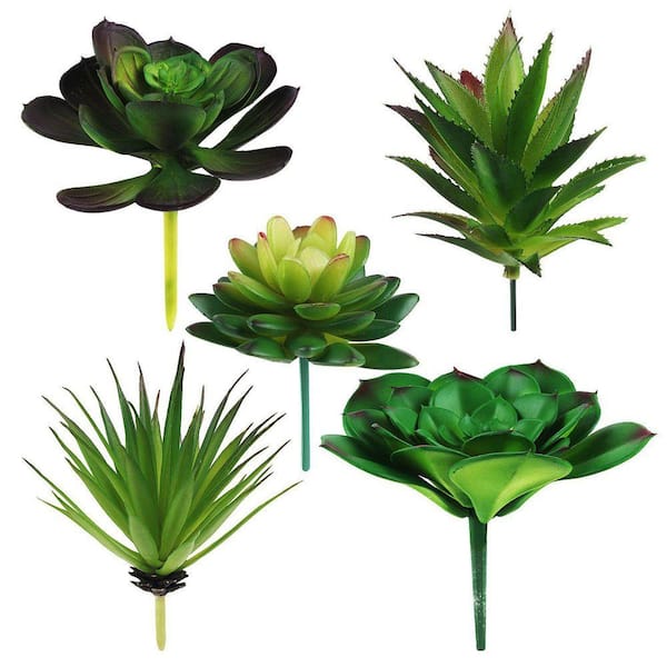 Unbranded 5-Piece 4.7 in. Faux Succulents Set, Realistic Artificial Hanging  Plants for Home, Garden, Wedding & Christmas Decor WK1077