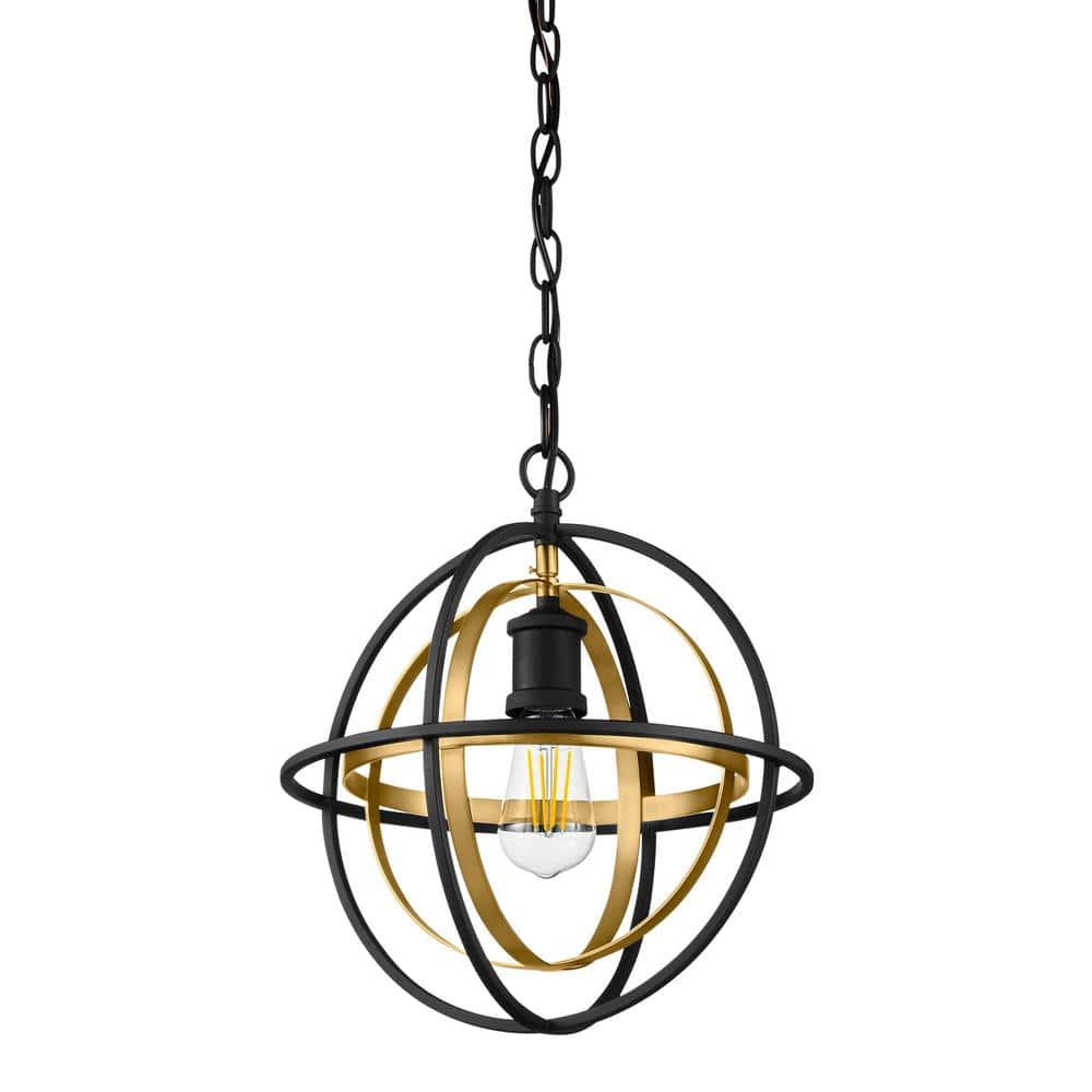 Barton Bay 1-Light Coal and Honey Gold Globe Mini Pendant Hanging Light, Ki