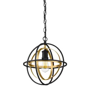 Barton Bay 1-Light Coal and Honey Gold Globe Mini Pendant Hanging Light, Kitchen Pendant Lighting