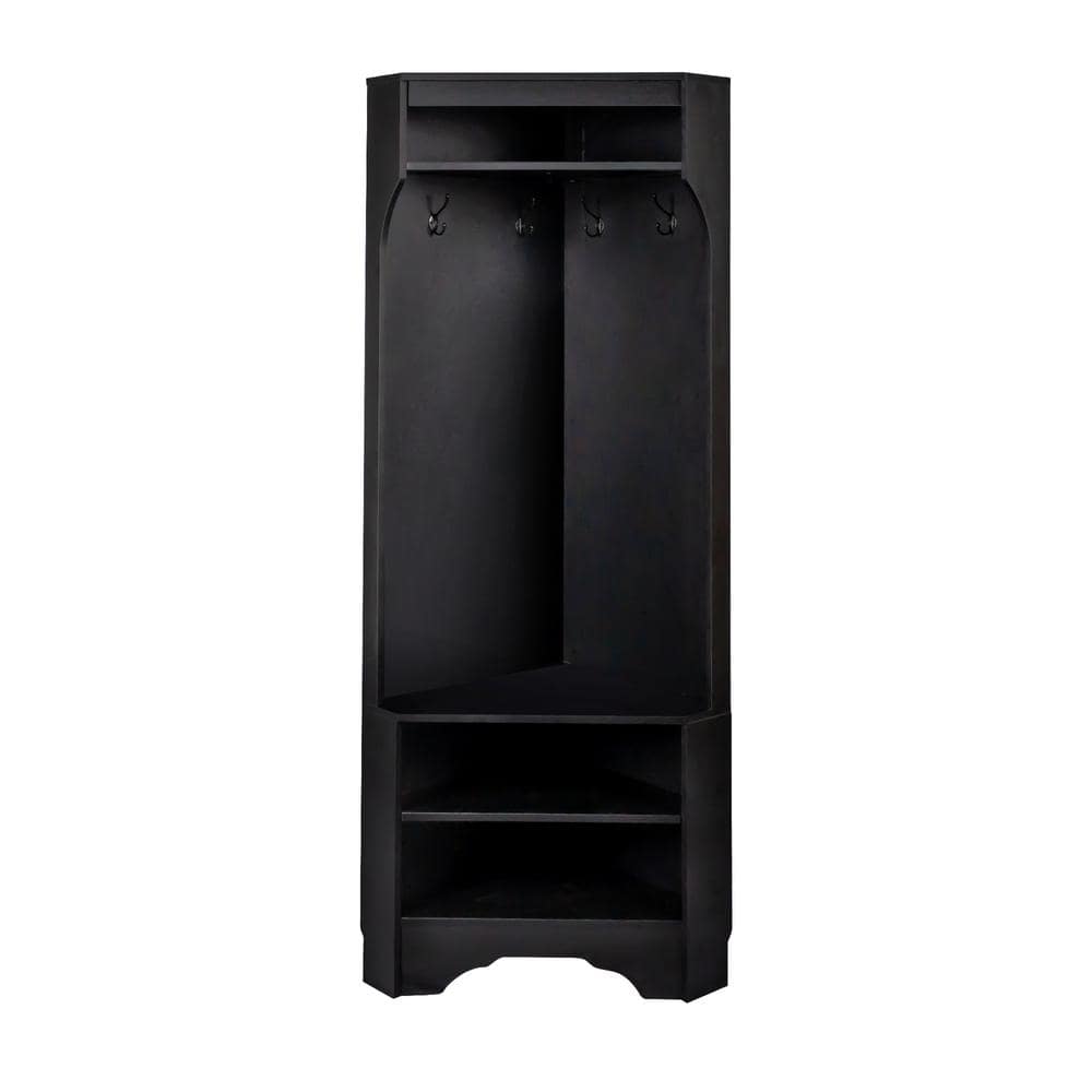 29.5 in. W x 18.2 in. D x 71.6 in. H Black Wood Linen Cabinet with Shoe Ben