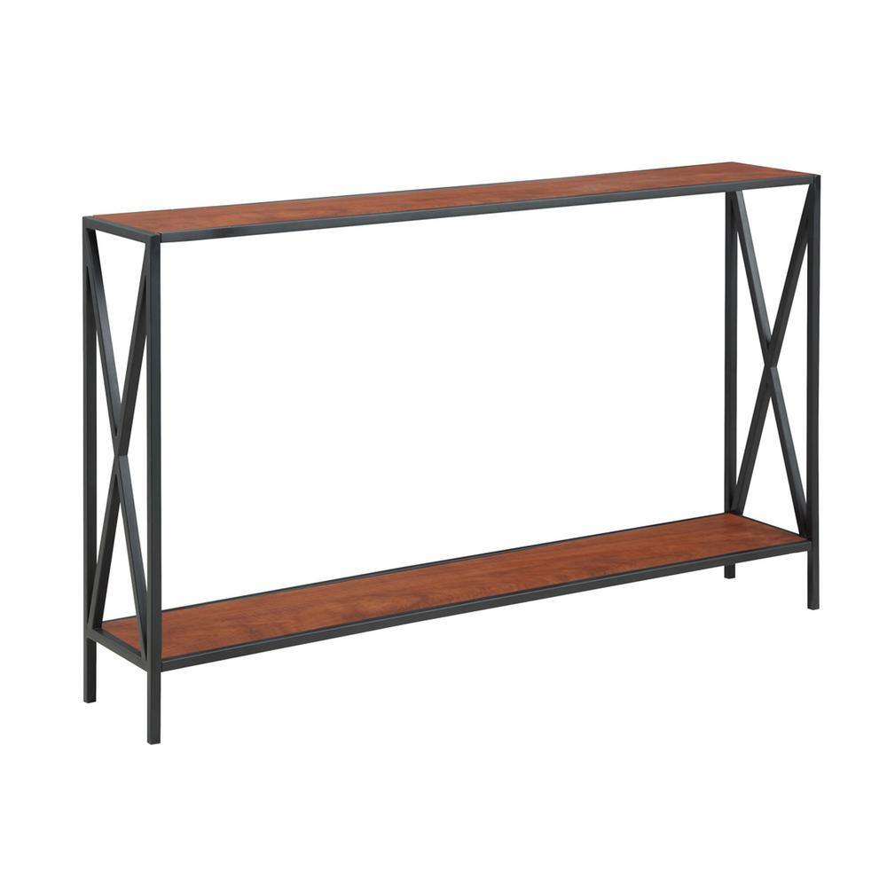 Tucson Modern Cherry & Black Console Table with Storage Shelf