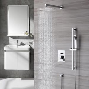 1-Spray Patterns with 10 in. Wall Mount Dual Shower Heads with Sliding Rod in Spot Resist Chrome (Valve Included)