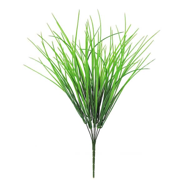 LIVING LUXURY 16 in. Artificial Grass Leaf Stem Plant Greenery Foliage Bush (Set of 6)