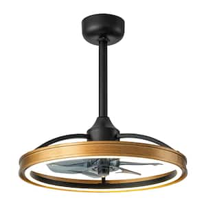 Vaczon 18.8 in. Indoor Modern Farmhouse Black Wheel Ring Standard Ceiling Fan with Color-Changing Integrated LED