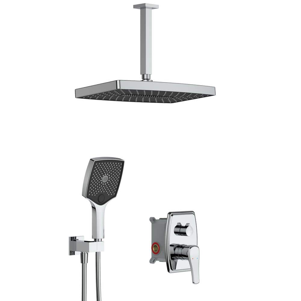 Lukvuzo 3Spray 12 In. Ceiling Dual Shower Head Wall Mount Fixed and