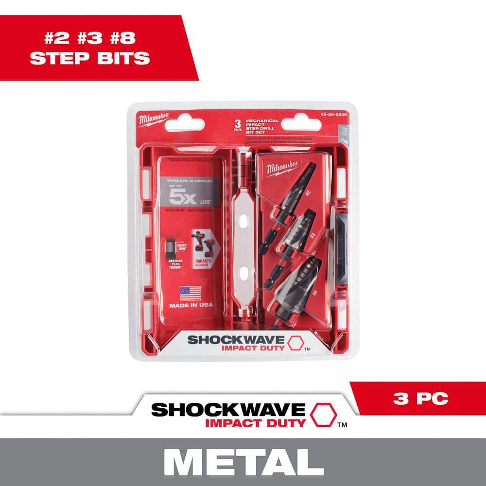 Milwaukee SHOCKWAVE Impact Duty Titanium Step Bit Kit (3-Piece) 48