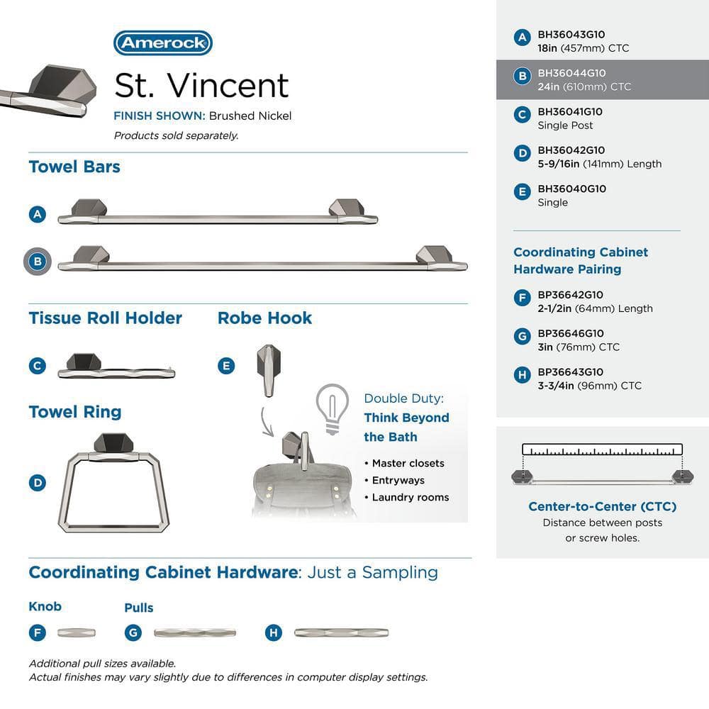 St. Vincent Brushed Nickel 24 inch Wall Mounted Towel Bar