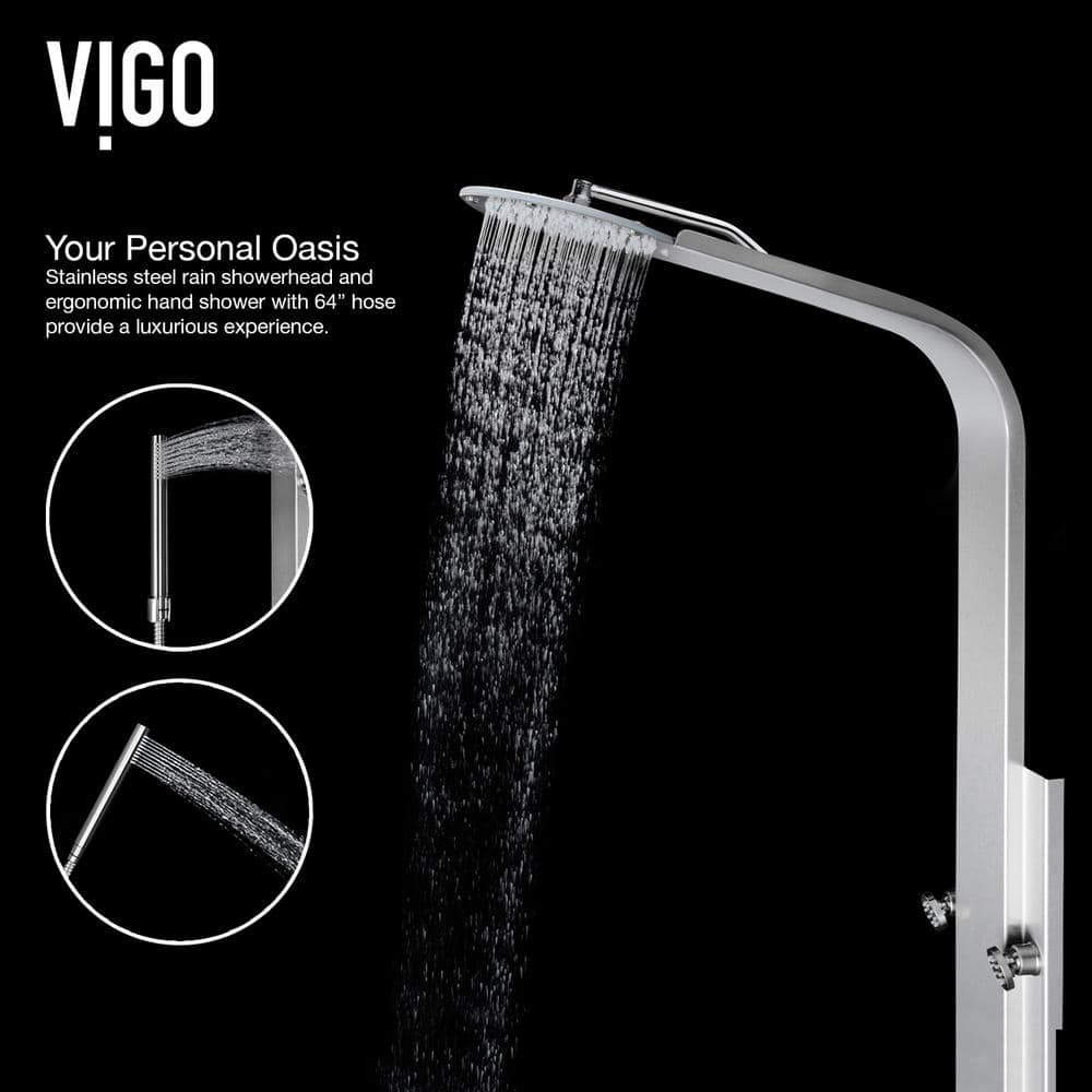Mateo Stainless Steel 60" Shower Panel System with Hand Shower and Jets