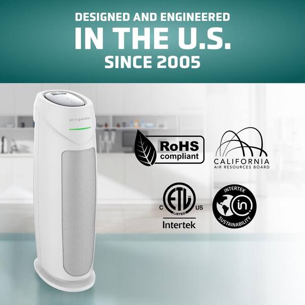 GermGuardian 743 sq. ft. HEPA Pure Tower Air Purifier in White for