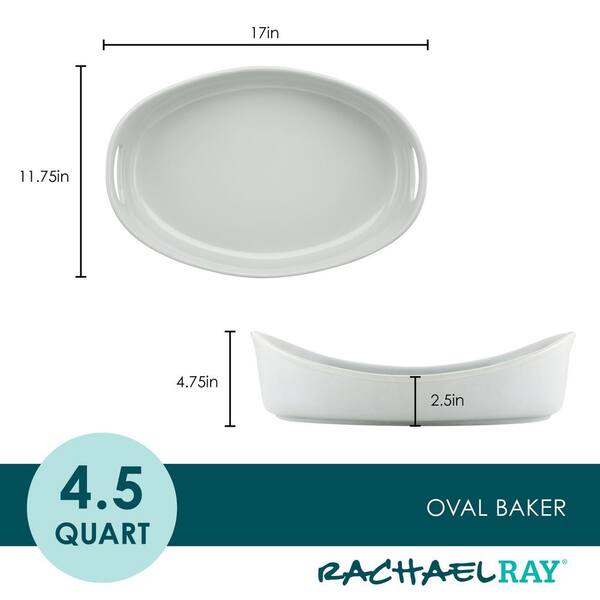 4.5 Qt. Light Sea Salt Gray Stoneware Bubble and Brown Oval Baker