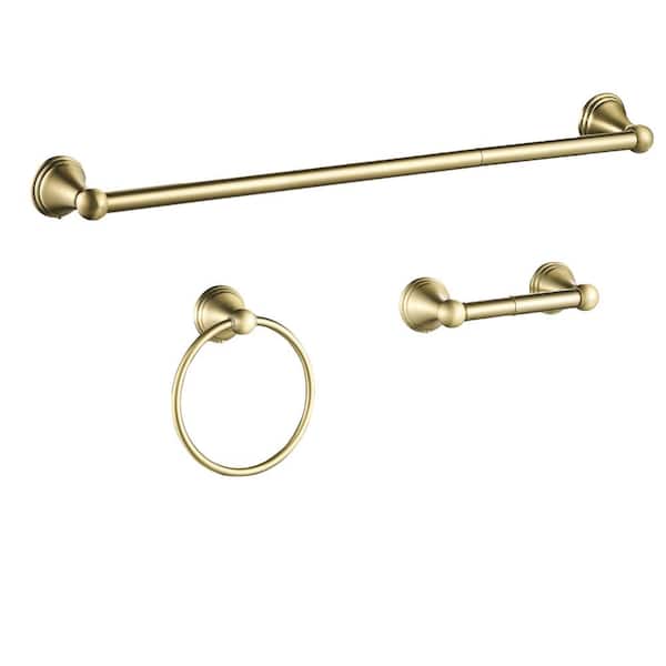FORIOUS 3 -Piece Bath Hardware Set with Included Mounting Hardware in Gold
