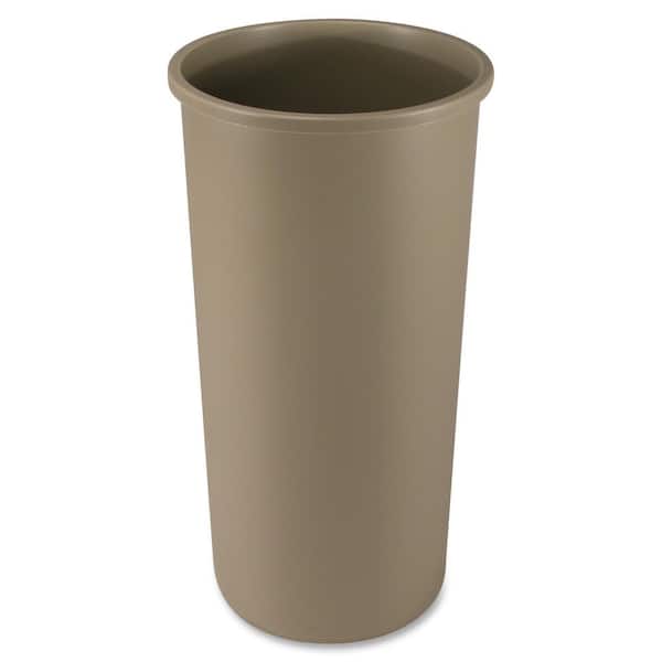 Rubbermaid 30.1 in. H, 22 Gal. Capacity Round Beige Crack Resistant Round Trash Container