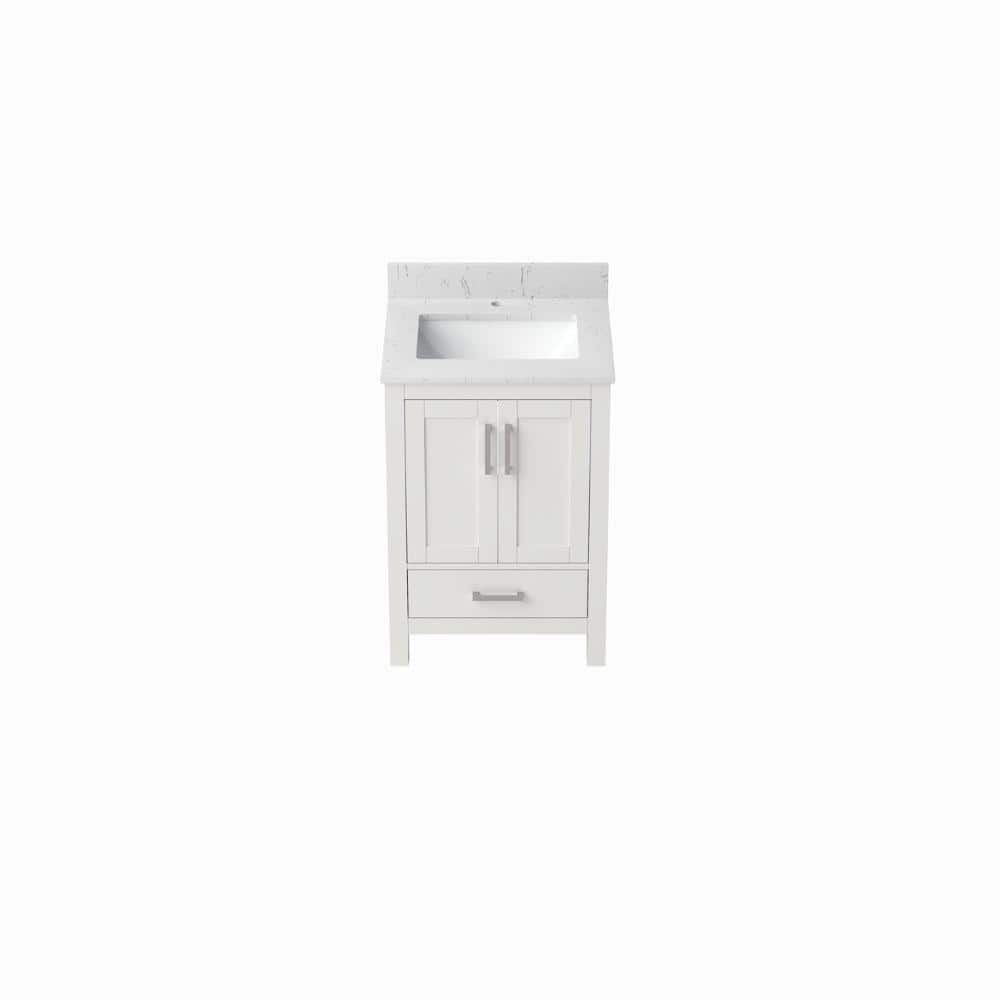 24 in. Freestanding White Bath Vanity with White Engineered Stone Top Pre-assembled price history on PriceWatchPro