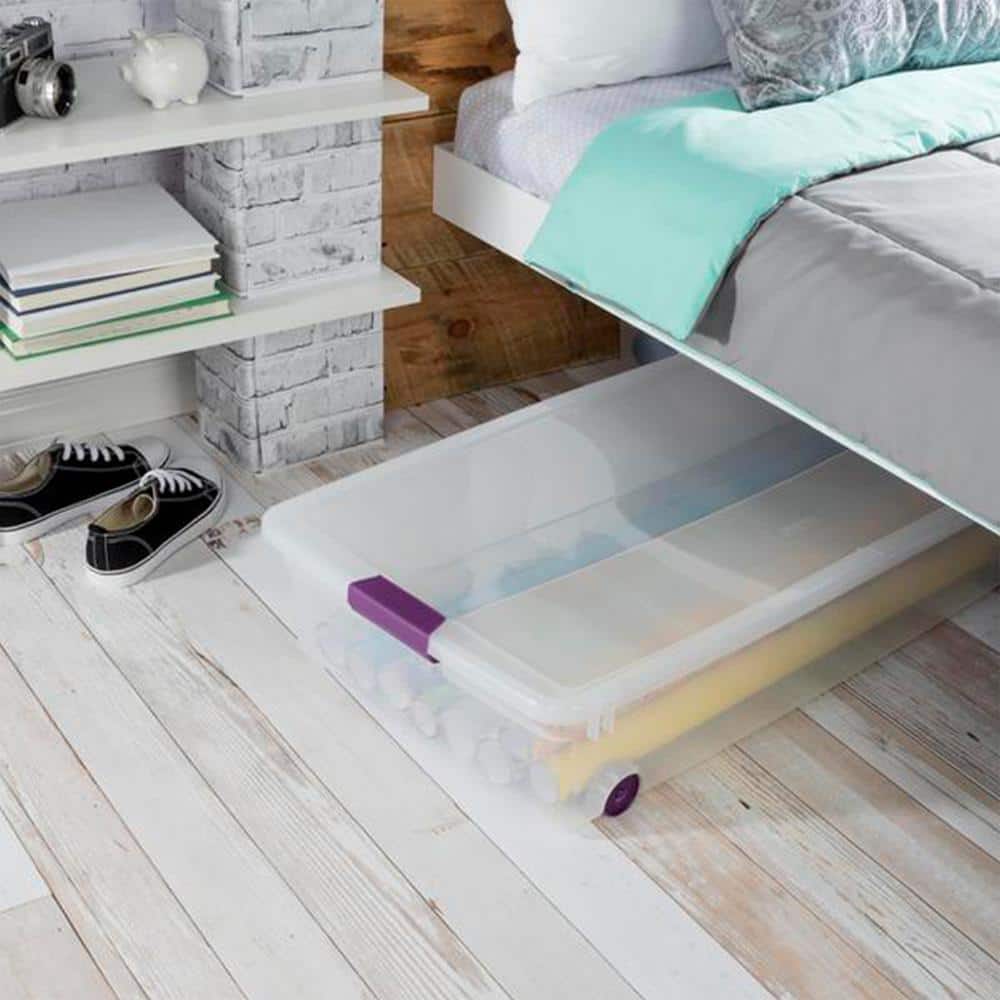 Clear Plastic 60 Quart Wheeled Underbed Storage Box
