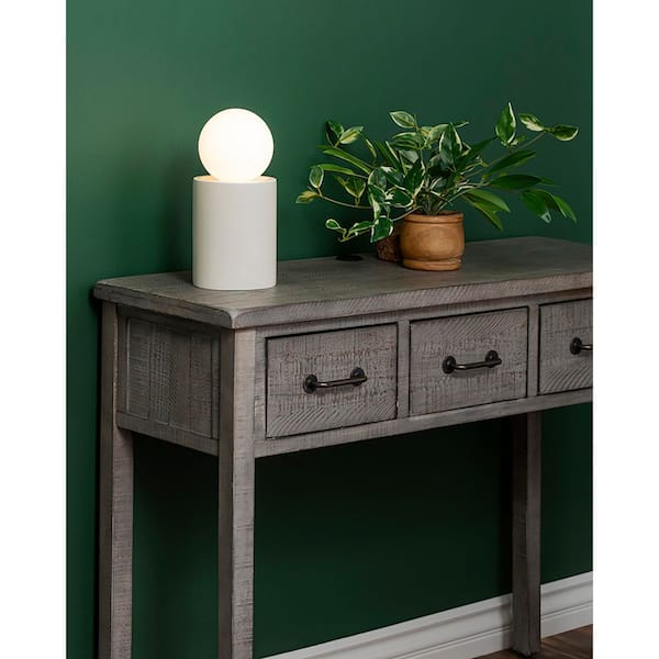 Short Pillar 11.5 in. Matte White Ceramic Table Lamp