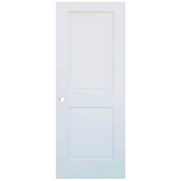 80 in. H x 32 in. W Colonial 2-Panel White Solid Core Wood Interior Door Slab with Bore Hole