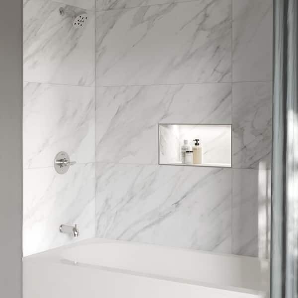 Impero Olympus White 24 in. x 48 in. Marble Look Porcelain Floor and Wall Tile (15.50 sq. ft. /Case)