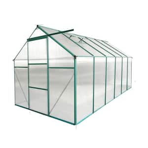 6 ft. D x12 ft. W x 6 ft. H Polycarbonate Greenhouse Raised Base and Anchor Aluminum Heavy Duty, Green