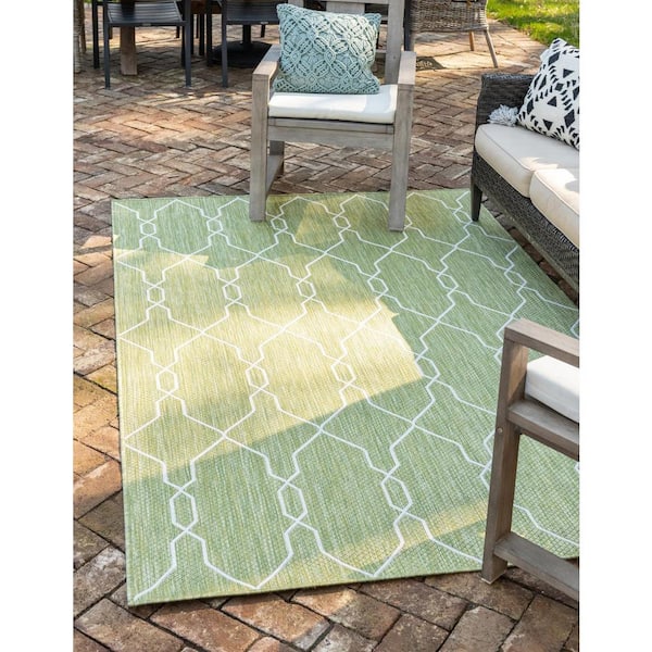 Outdoor Trellis Links Trellis Green 8 ft. x 11 ft. 4 in. Area Rug