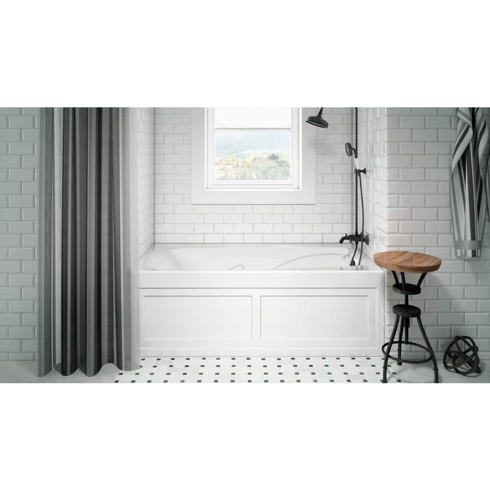 Cetra 60" x 36" White Acrylic Alcove Whirlpool Bathtub