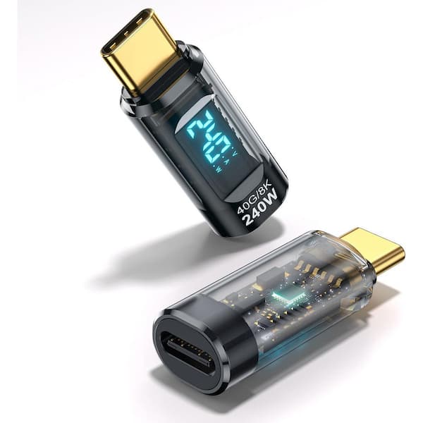 Lukyamzn 240-Watt USB C Power Meter Tester with LED Display, 40 Gbps Data Transfer, 2-Pack