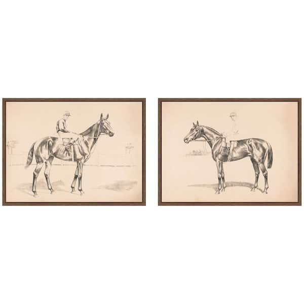 2 Piece Sylvie "Portrait Of Race Horse and Jockey" by Nostalgia Prints Animals Framed Art Print Set 18 in. x 24 in.