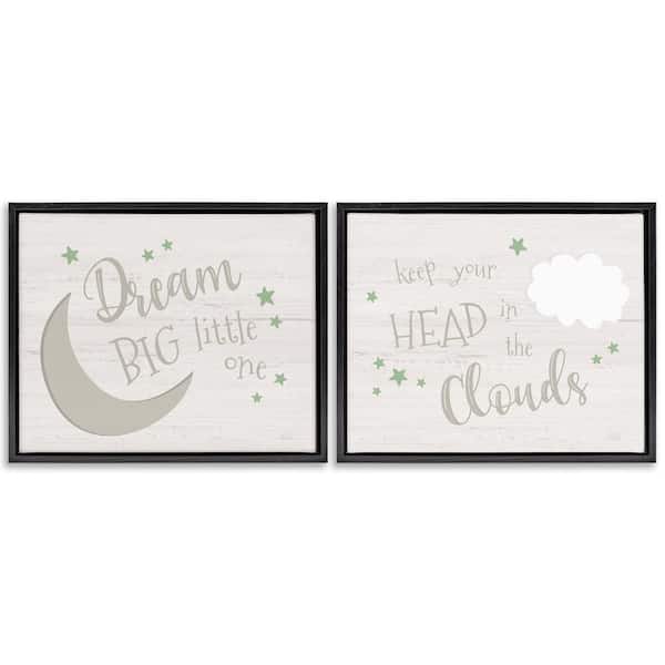Stupell Industries Nursery Dreams Quotes by Natalie Carpentieri 2-Pieces Black Floater Frame Typography Graphic Art Print 17 in. x 21 in.