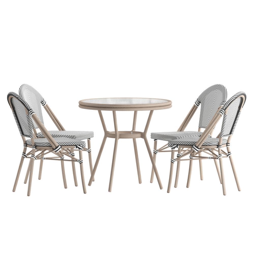 Brown 5-Piece Aluminum Outdoor Dining Set