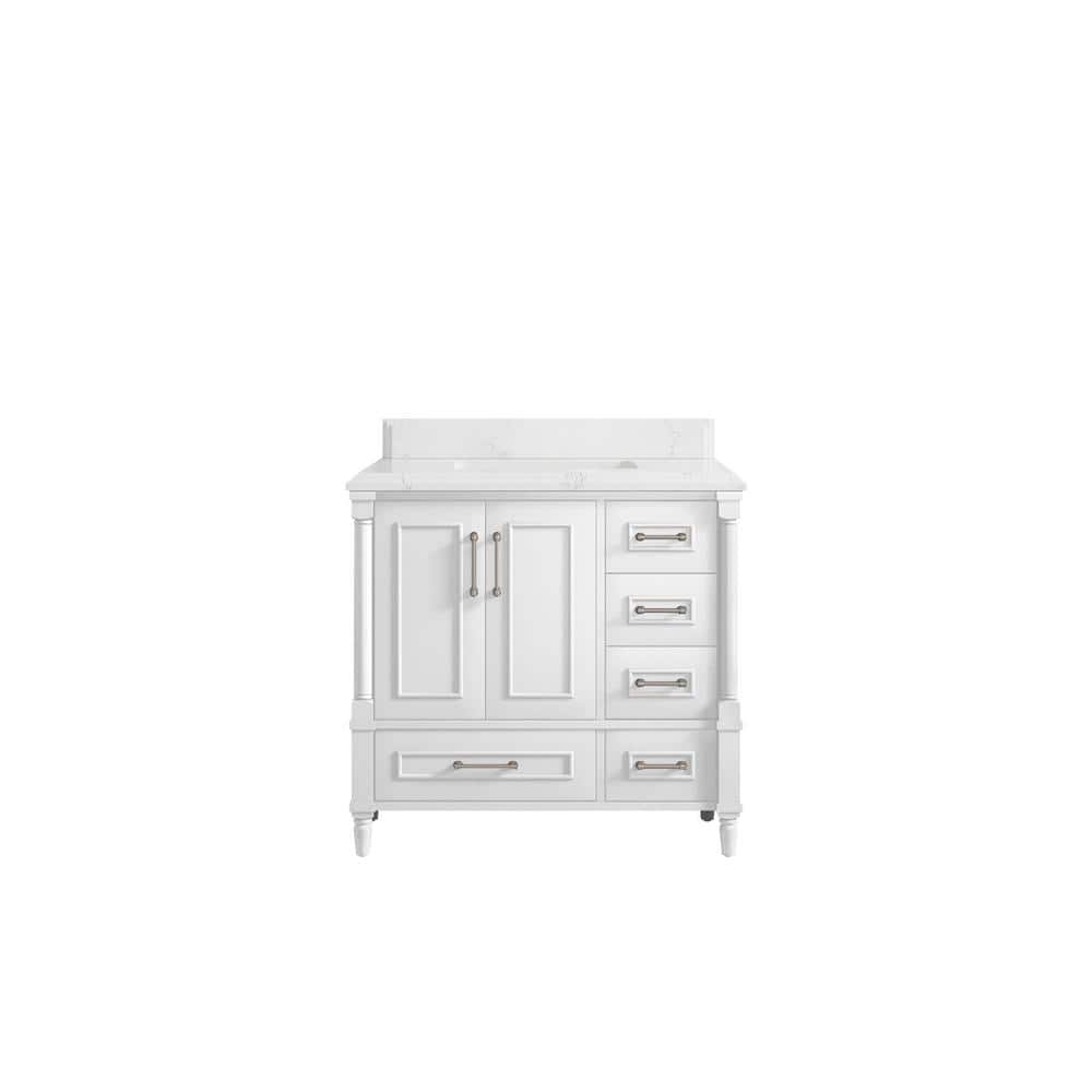 Hudson 36 in. W x 22 in. D x 36 in. H Single Sink Bath Vanity Center in White with Cove Edge Empira Quartz Top price history on PriceWatchPro