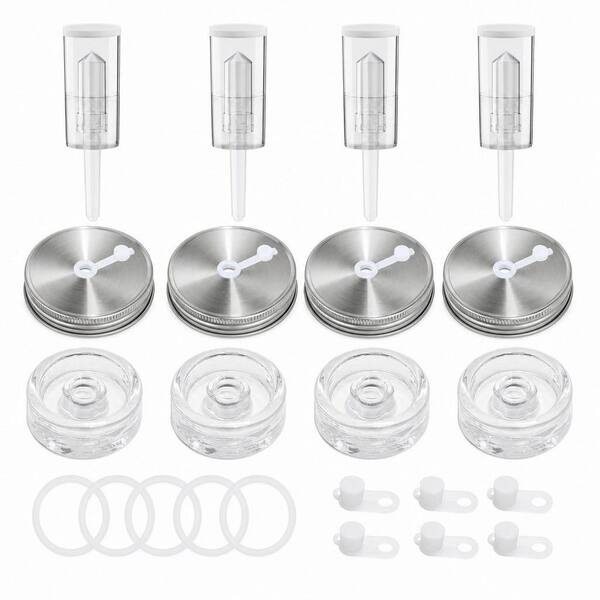 4-Pack Glass Fermentation Kit with 4 Fermentation Weights, 4 Fermenting Lids, 5 Silicone Rings, 5 Silicone Grommets