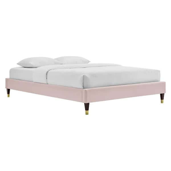 MODWAY Harlow Pink Velvet Full Performance Platform Bed Frame
