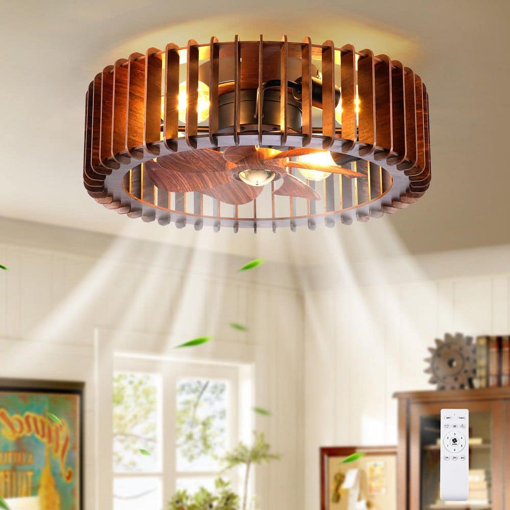 Genoci 20 in. Wood Modern Caged Hollow Reversible 6-Speed Quiet Low ...