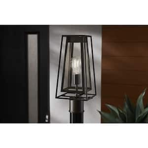 Bailey Modern 1-Light Bronze Outdoor Post Lantern Double Frame with Clear Glass