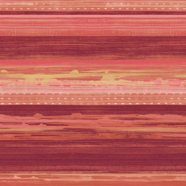 Seabrook Designs Horizon Brushed Stripe Cranberry, Scarlet, and Blonde Abstract Paper Strippable Roll (Covers 60.75 sq. ft.)