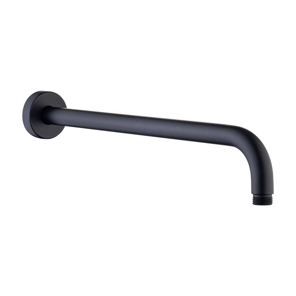 RAINLEX 16 in. Round Wall Mount Shower Arm and Flange in Matte Black L2H16 The Home Depot