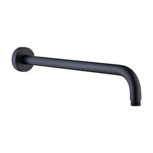 16 in. Round Wall Mount Shower Arm and Flange in Matte Black