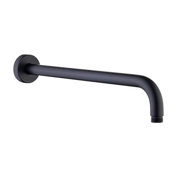 RAINLEX 16 in. Round Wall Mount Shower Arm and Flange in Matte Black