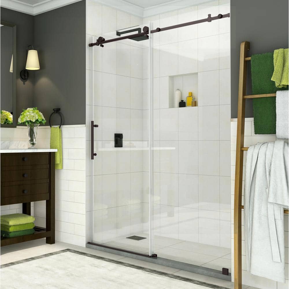 Coraline 56 in. to 60 in. x 76 in. Frameless Sliding Shower Door in New Bronze price history on PriceWatchPro