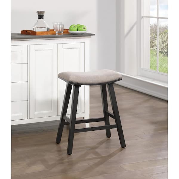 OSP Home Furnishings Coley 25 in. Grey Wood Frame Saddle Bar Stool