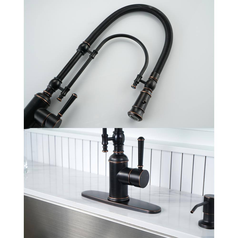 Oil-Rubbed Bronze High-Arc Kitchen Faucet with Pull-out Spray